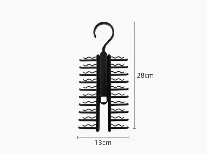 Rotatable Tie Hanger – 20-Row Large Capacity Necktie & Belt Organizer with Skidproof Hooks