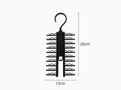Rotatable Tie Hanger – 20-Row Large Capacity Necktie & Belt Organizer with Skidproof Hooks