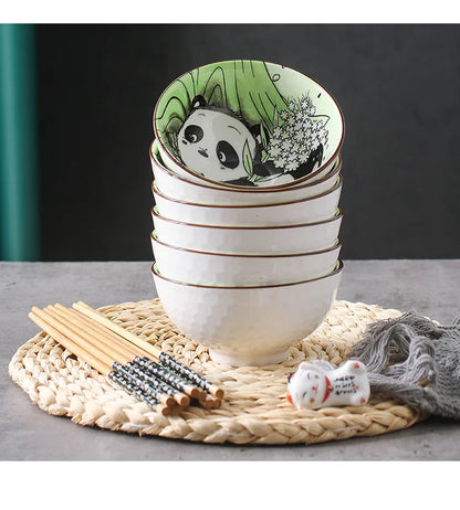 Creative Panda Ceramic Tableware Set, Cartoon Porcelain Dinnerware Gift Box Set