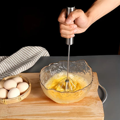 Stainless Steel Semi-Automatic Egg Beater, Hand Push Mixer for Egg, Cream and Baking Mixing