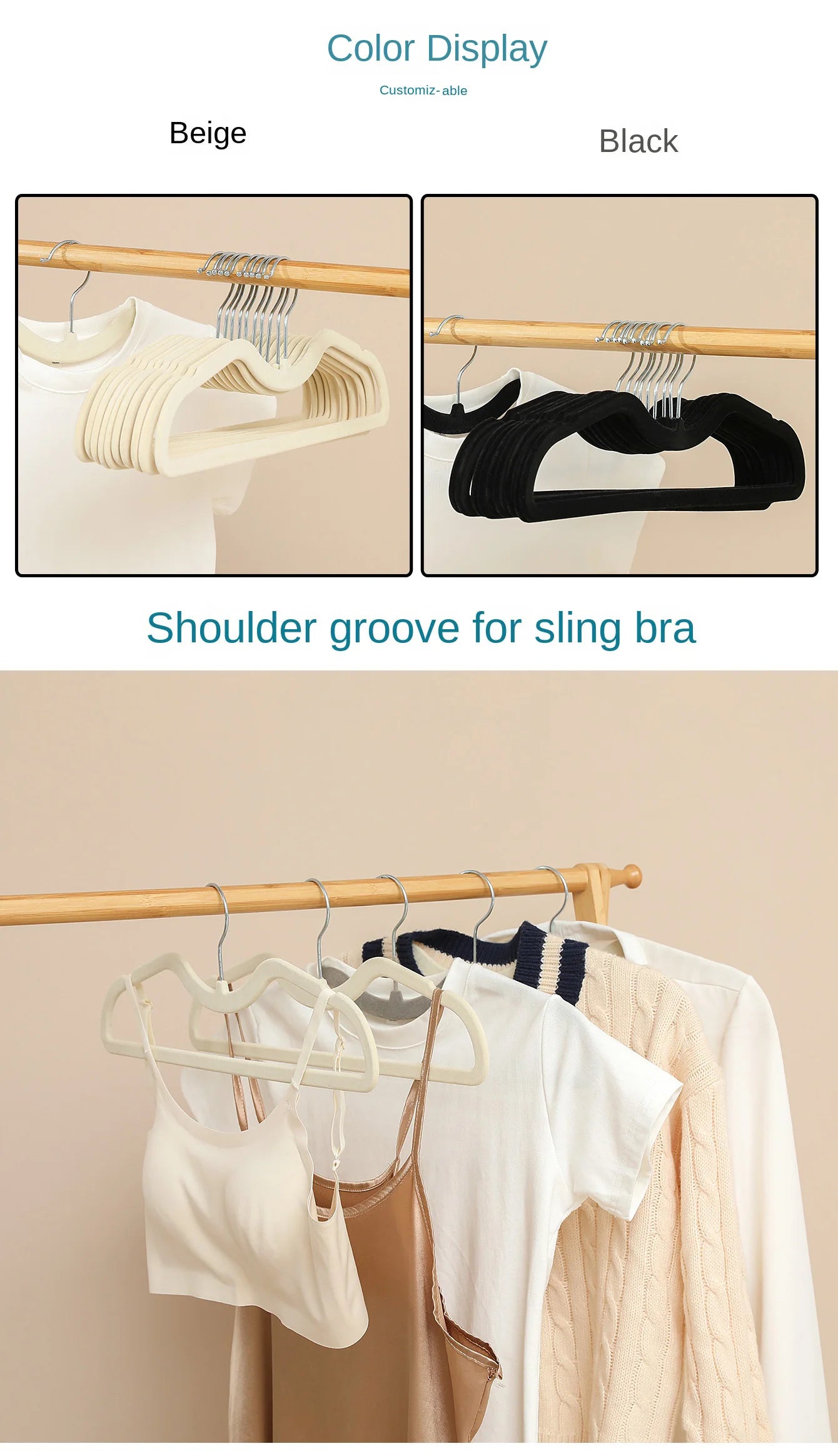 10PCS Flocking Plastic Clothes Hangers – Space-Saving Anti-Slip Short Neck Drying Hangers