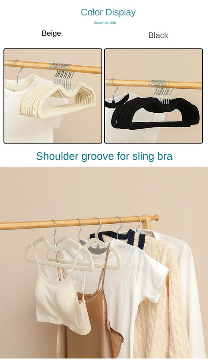 10PCS Flocking Plastic Clothes Hangers – Space-Saving Anti-Slip Short Neck Drying Hangers