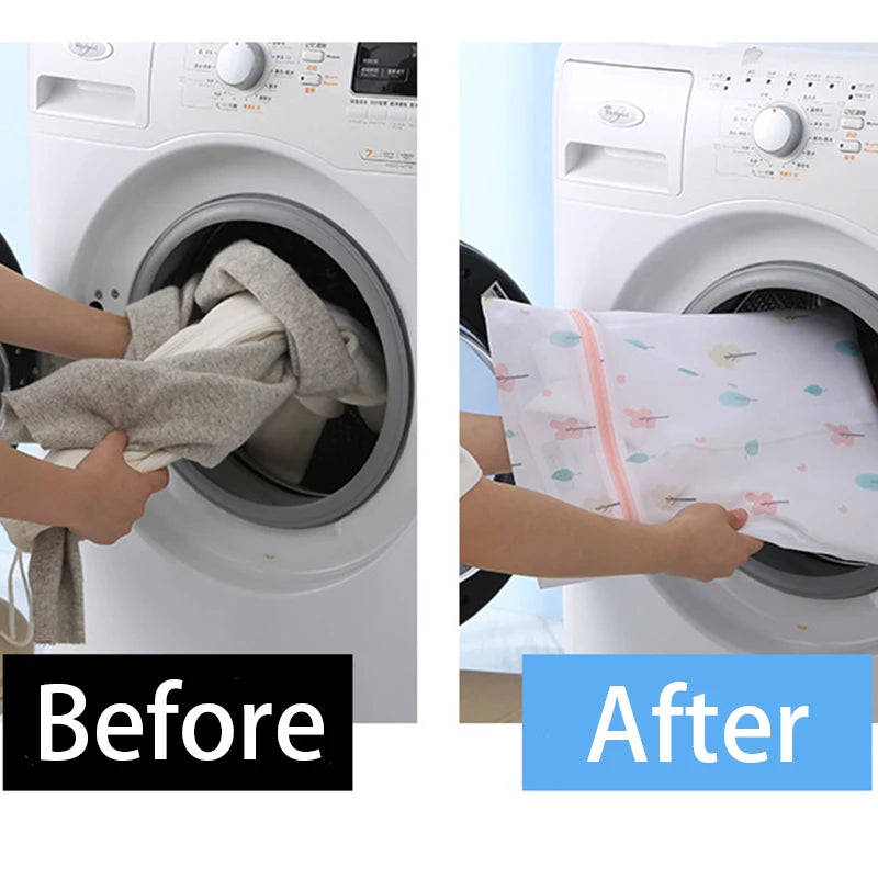 Laundry Bags Set, 6-Piece Fine Mesh Wash Bags for Clothing, Cute Print Laundry Organizer Pouches