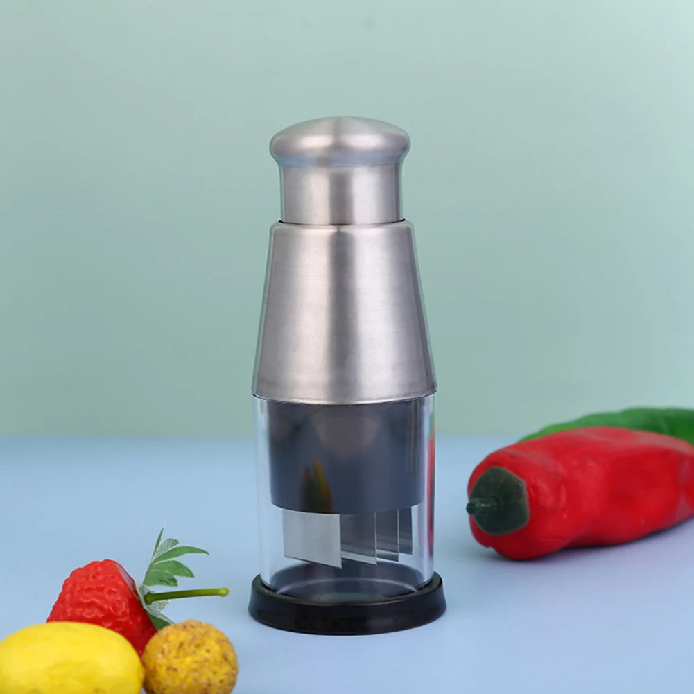 Stainless Steel Manual Hand Chopper – Mini Garlic Chopper Vegetable Slicer Mincer Crusher for Garlic, Ginger, Herbs, and Nuts