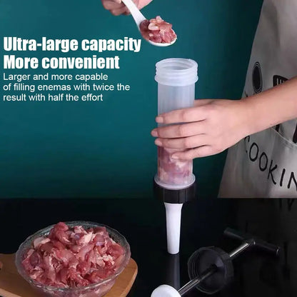 Portable Manual Sausage Maker Machine, Homemade Sausage Stuffing Press with 3 Funnels for Kitchen Use