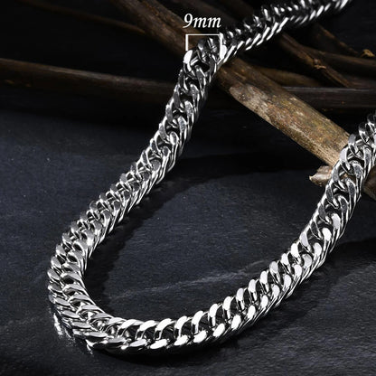 Vnox Stainless Steel Cuban Link Chain Necklace for Men and Women, Thick Miami Curb Chain, Waterproof Silver Unisex Jewelry