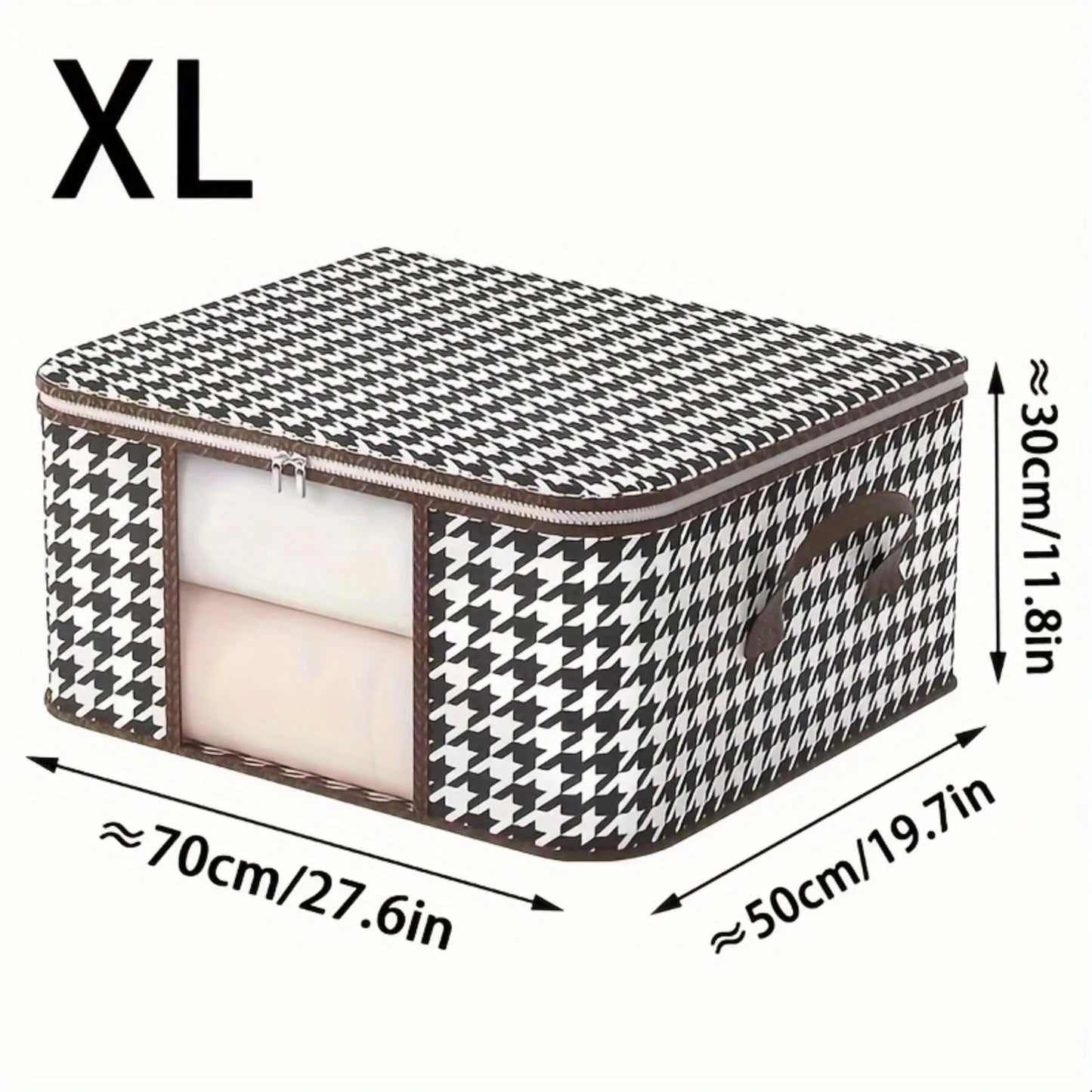 Visible Large Capacity Storage Box with Handles, Foldable Dustproof Clothes & Quilt Organizer Zipper Container