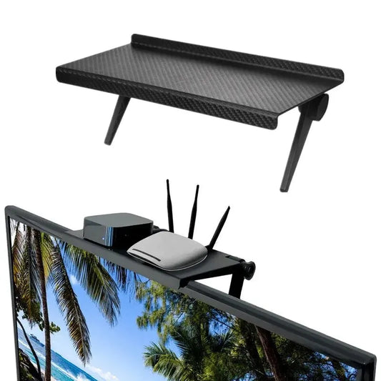 Computer & TV Screen Storage Rack – No-Drill Wireless Router & Set-Top Box Organizer Shelf