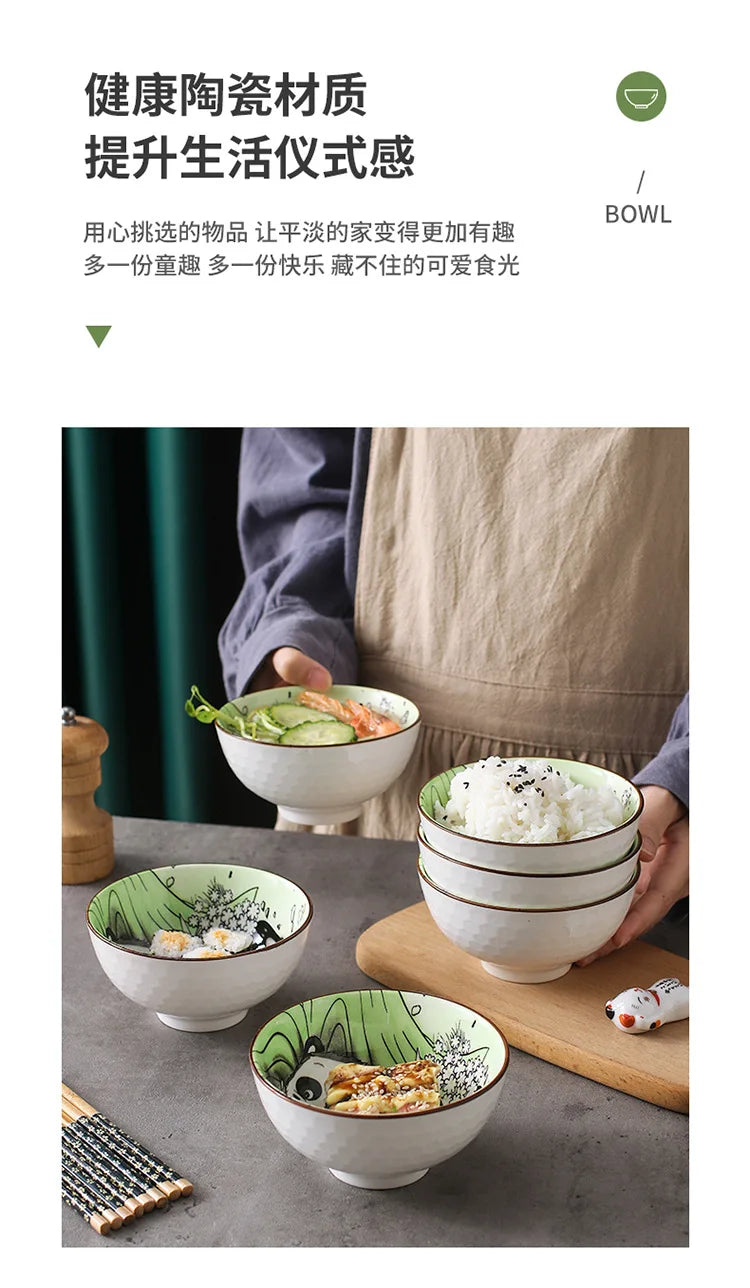 Creative Panda Ceramic Tableware Set, Cartoon Porcelain Dinnerware Gift Box Set