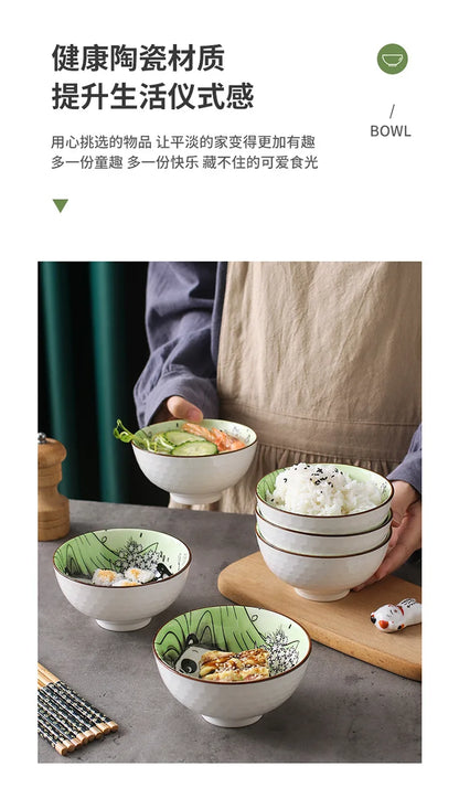 Creative Panda Ceramic Tableware Set, Cartoon Porcelain Dinnerware Gift Box Set