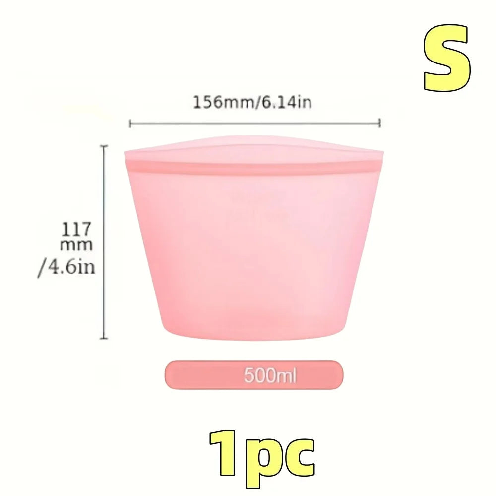 Silicone Food Containers – Reusable Leakproof Ziplock Storage Bags for Fridge and Freezer