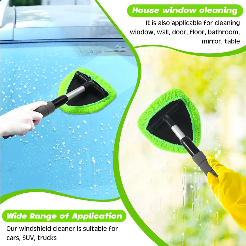 Telescopic Car Window Windshield Cleaning Brush Set – Microfiber Glass Cleaner Mist Scraper Eliminator