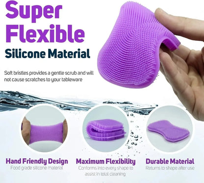 Soft Silicone Sponge Brush – Non-Stick Scratch-Free Scrubber for Kitchen Bowls and Fruit Washing