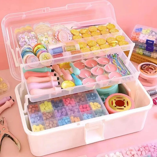 2/3 Layer Large Capacity Foldable Storage Box, Multifunctional Plastic Organizer for Makeup, Jewelry, Hairpins & Nail Art