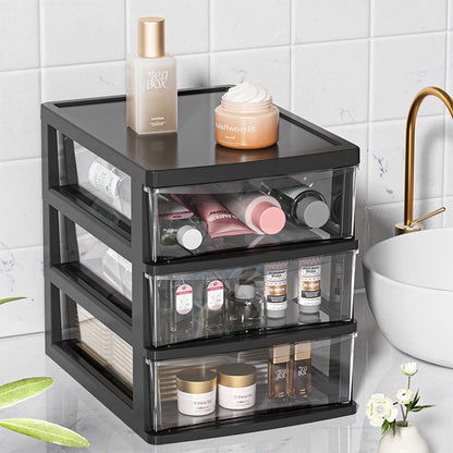 Clear Desktop Storage Box with Drawer – Heightened Plastic Table Organizer for Stationery & Cosmetics