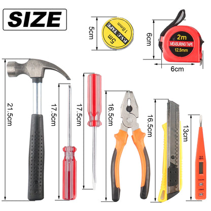 WOZOBUY Household Tool Kit Set, 8/9/12/13-Piece General Hand Tool Set with Plastic Toolbox for Home and Car Repair