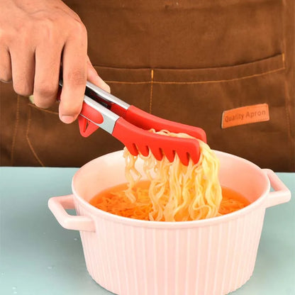 Food Tong Set – Stainless Steel Kitchen Tongs with Silicone Nylon Tips Non-Slip Cooking Clip Clamp for BBQ and Salad