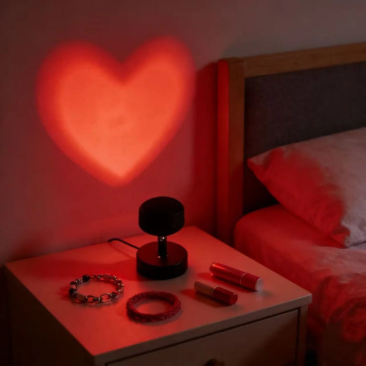 Heart-Shaped LED Projector Night Light USB Powered, Romantic Atmosphere Lamp for Bedroom, Party, Photography Background, Christmas and Valentine’s Day Decor