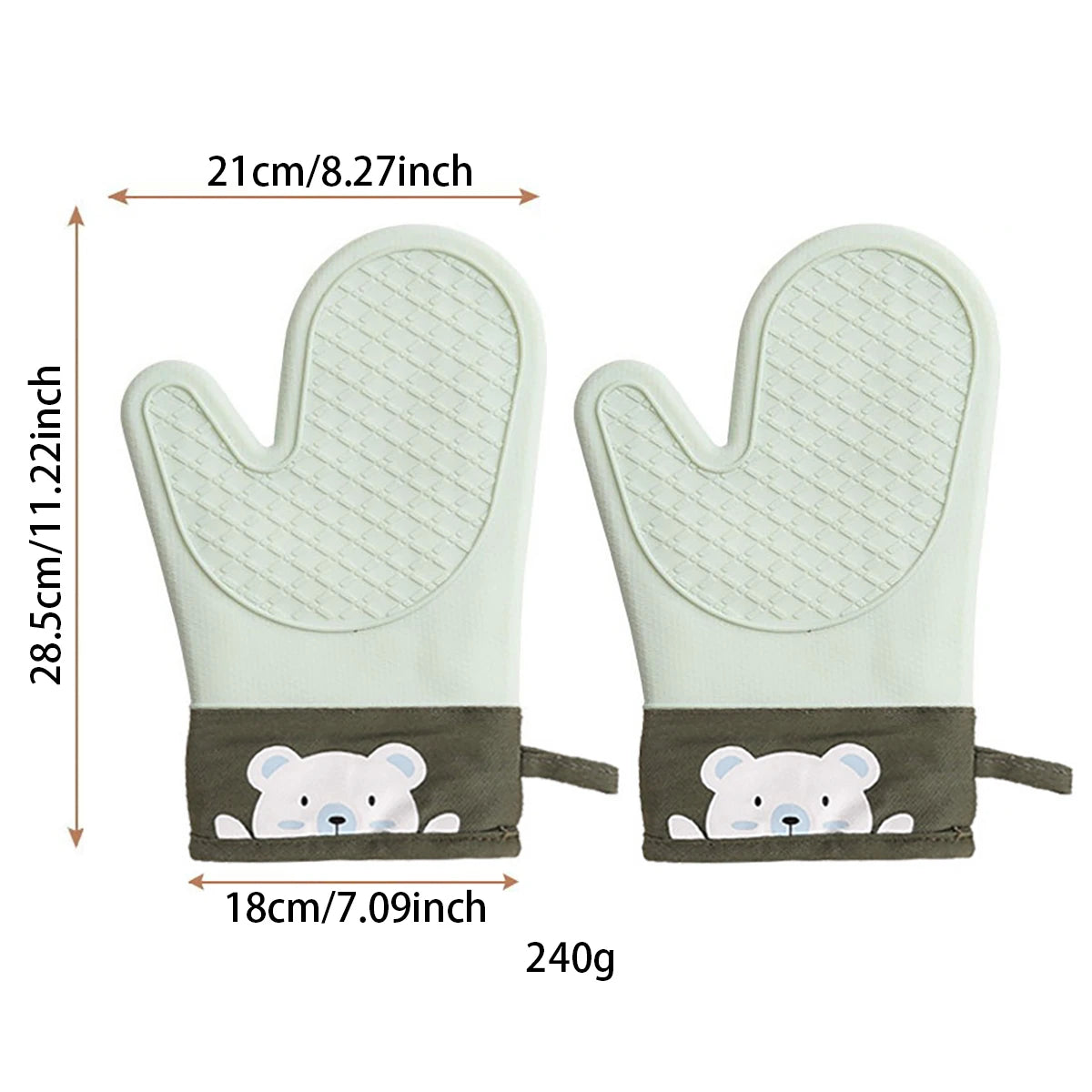 2PCS Silicone Oven Gloves – Thickened Heat Insulation Anti-Slip Anti-Scald Kitchen Baking Gloves