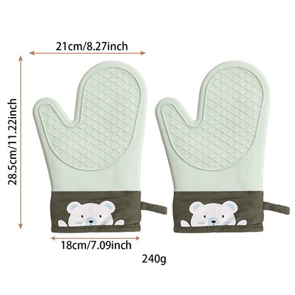 2PCS Silicone Oven Gloves – Thickened Heat Insulation Anti-Slip Anti-Scald Kitchen Baking Gloves