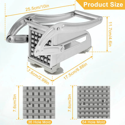 Stainless Steel Manual Potato Cutter, French Fries & Chips Slicer, Vertical Meat Chopper & Dicer Cutting Tool