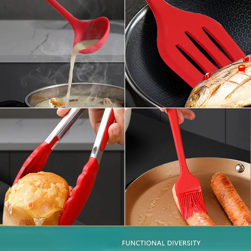 10PCS Silicone Kitchen Utensil Set, Heat-Resistant Cooking & Baking Tools, Non-Stick Spatula Spoon Scraper Set