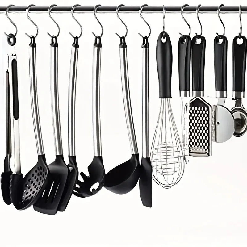 10Pcs Stainless Steel S-Shaped Hooks – Multi-Functional Metal Hanging Hooks for Kitchen & Bathroom