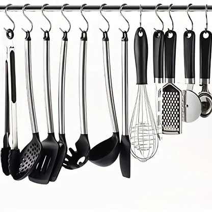 10Pcs Stainless Steel S-Shaped Hooks – Multi-Functional Metal Hanging Hooks for Kitchen & Bathroom