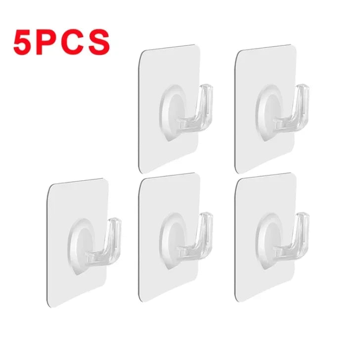 Self-Adhesive Wall Hooks, Transparent Heavy Duty Sticky Hooks for Kitchen, Bathroom, Door & Closet, Towel and Key Hook Set