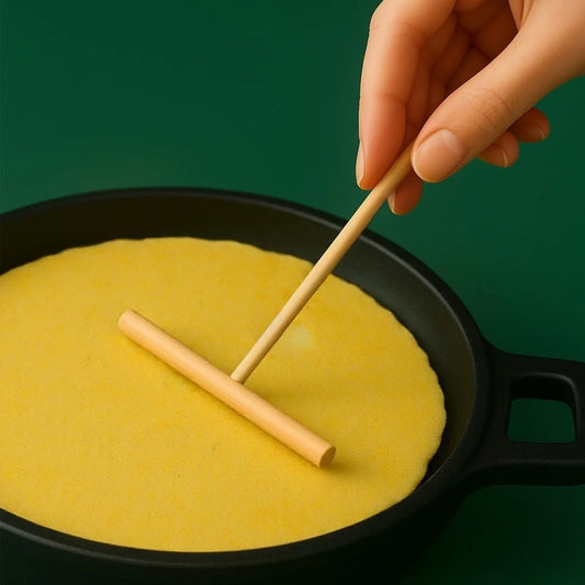 T-Shaped Bamboo Pancake Spatula – Round Head Cooking Tool for Eggs, Pancakes, and Baking