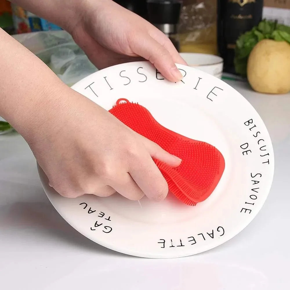 Soft Silicone Sponge Brush – Non-Stick Scratch-Free Scrubber for Kitchen Bowls and Fruit Washing