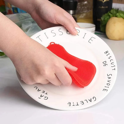 Soft Silicone Sponge Brush – Non-Stick Scratch-Free Scrubber for Kitchen Bowls and Fruit Washing