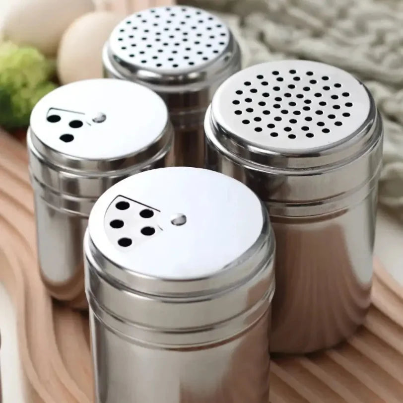 Multi-Purpose Stainless Steel Seasoning Jar – Salt Sugar Bottle with Rotating Cover Spice Pepper Shaker