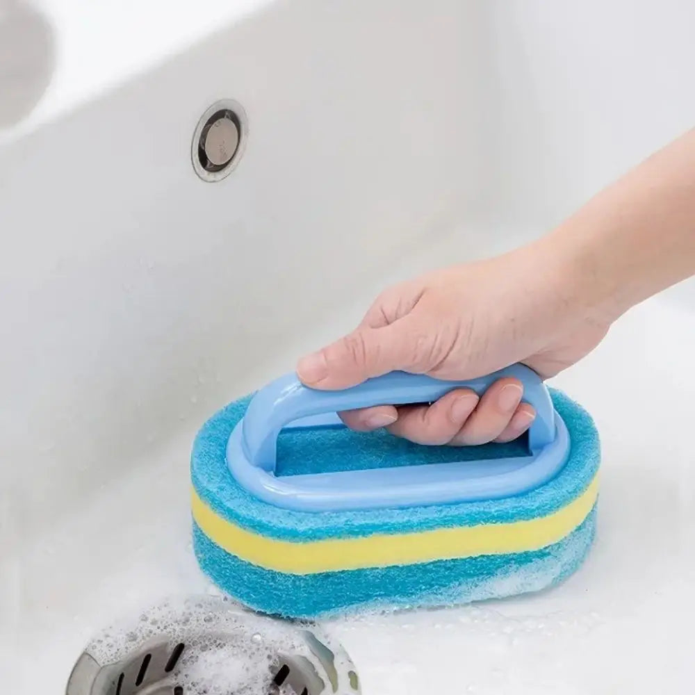 Cleaning Brush with Handle – Kitchen Sponge Wipe Thickened Bathroom Tile Cleaning Sponge Household Stain Removal Tool