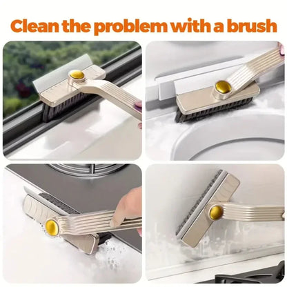 360° Rotating Crevice Cleaning Brush with Scraper – Multi-Purpose Hard Bristle Tile & Gap Cleaner for Bathroom & Kitchen