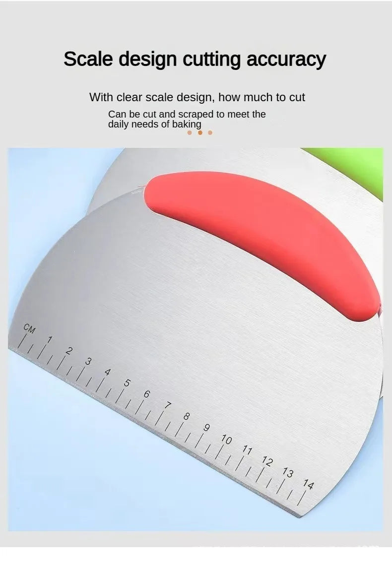 Stainless Steel Dough Scraper with Scale, Flour Cutter Pastry Scraper for Baking, Cake and Noodle Cutting Tool