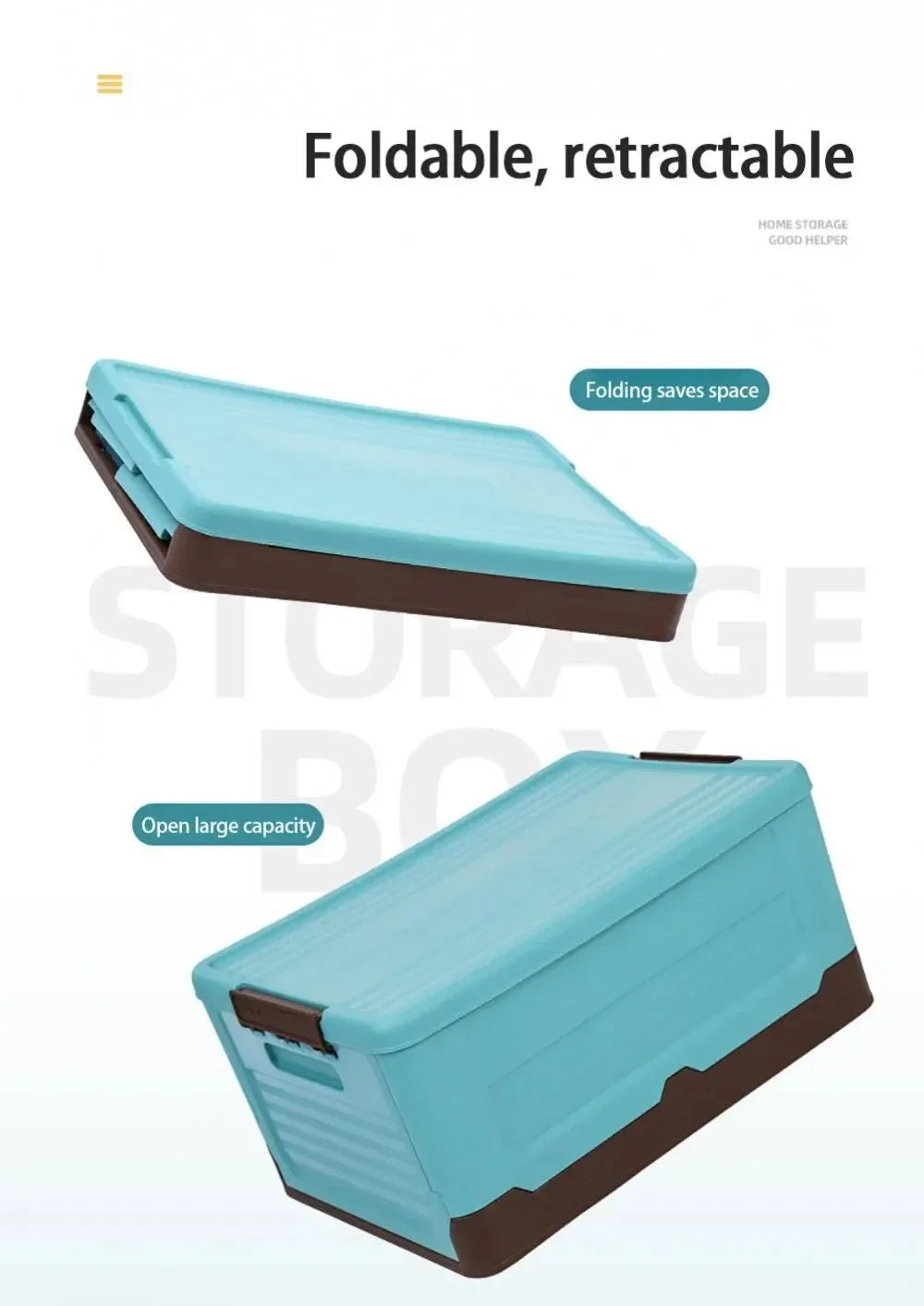 Foldable Plastic Storage Box with Lid, Large Capacity Multifunctional Organizer for Home Goods & Space-Saving Storage