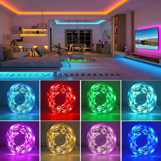 Mikenoon RGB LED Strip Lights with App and Remote Control, USB 5V Flexible Light Strip 5m/10m/20m/30m for Bedroom, Living Room, and Home Decoration