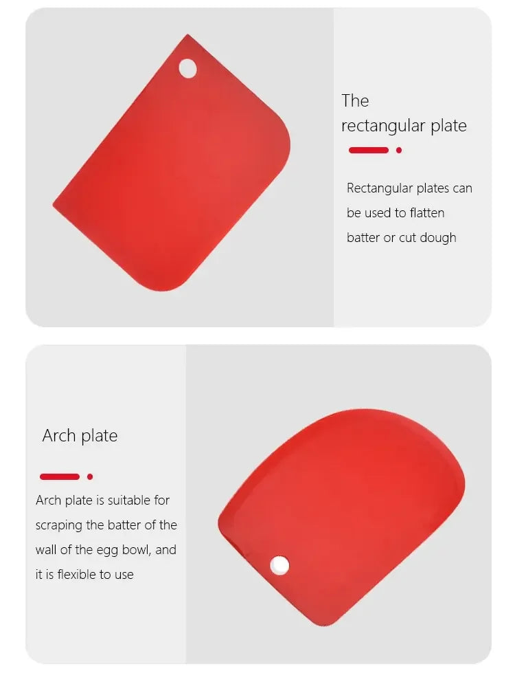 Plastic Dough Scraper Set, 3-Piece Thickened Baking & Cream Decorating Scrapers for Dough, Pastry and Cake