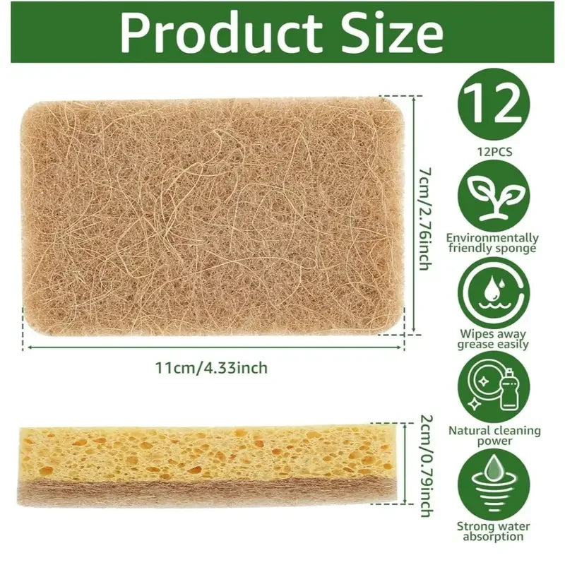 Pack of Kitchen Sponges – Natural Cellulose Dish Sponges Durable Scratch-Free Kitchen Cleaning Tools