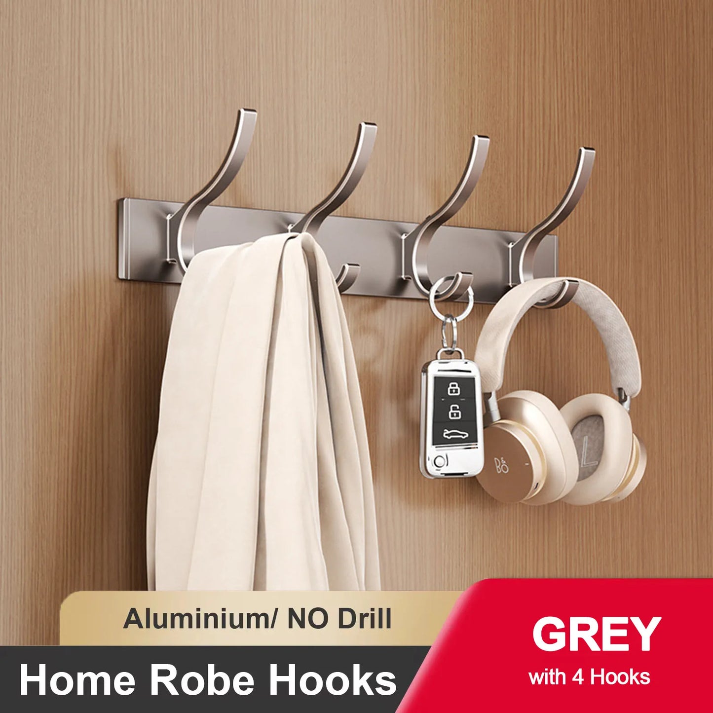 Adhesive Wall Clothes Hooks – No-Drill Bathroom Towel & Door Back Hanging Hooks