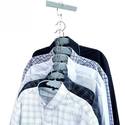 6-Hole Stainless Steel Clothes Hanger – Foldable Traceless Shirt & Clothing Storage Hooks