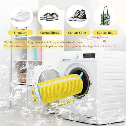 Shoe Washing Bag for Washing Machine – Zippered Laundry Cleaning Bag with Soft Fibers for Sneakers