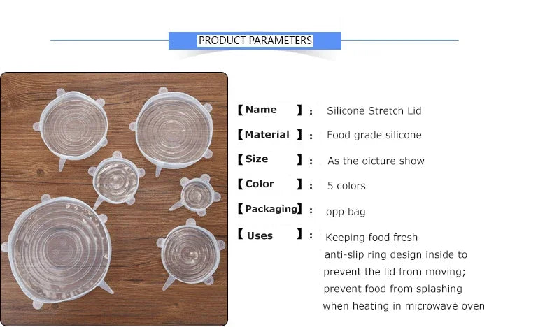 Silicone Stretch Lid – Reusable Food Cover Sealed Bowl Storage Kitchen Accessory