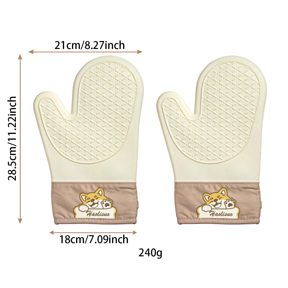 2PCS Silicone Oven Gloves – Thickened Heat Insulation Anti-Slip Anti-Scald Kitchen Baking Gloves