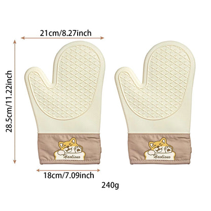 2PCS Silicone Oven Gloves – Thickened Heat Insulation Anti-Slip Anti-Scald Kitchen Baking Gloves