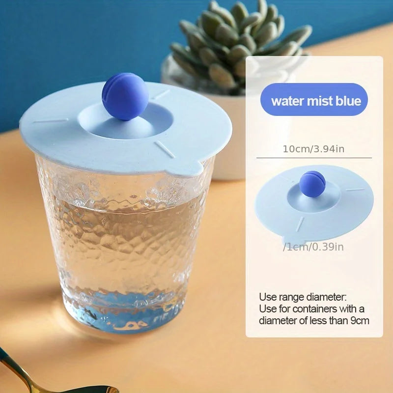 Round Heat-Resistant Cup Lid Cover – Non-Toxic Silicone Universal Mug Lid with Spoon Holder