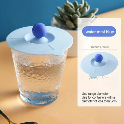 Round Heat-Resistant Cup Lid Cover – Non-Toxic Silicone Universal Mug Lid with Spoon Holder