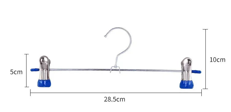 Stainless Steel Pants Hanger with Adjustable Clips – Anti-Slip Skirt & Trousers Rack for Wardrobe Storage