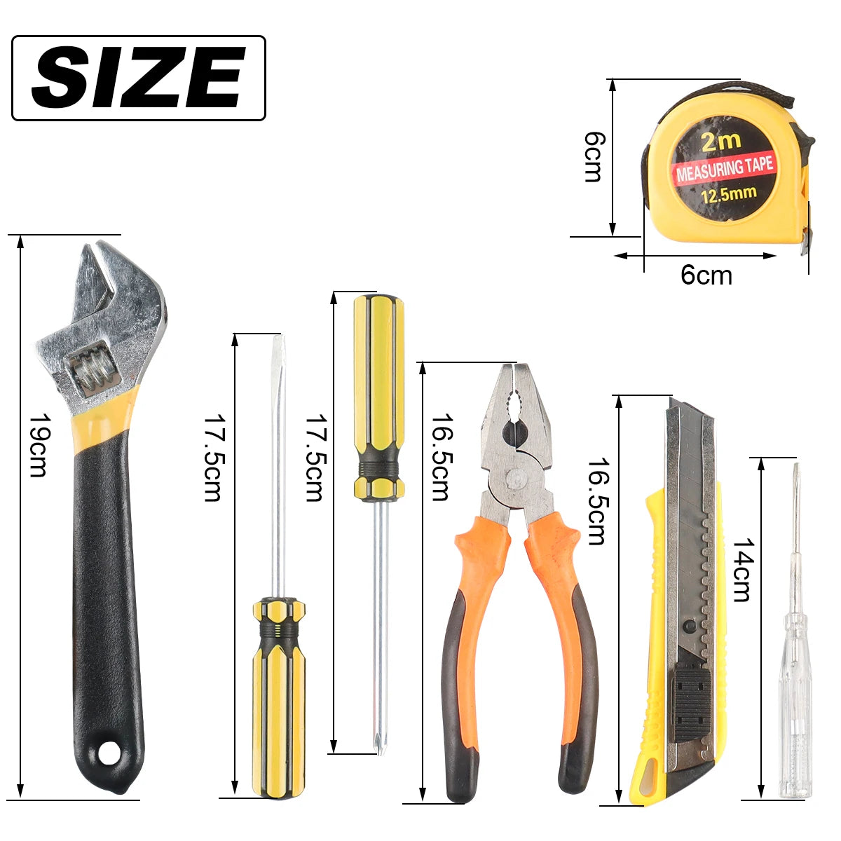 WOZOBUY Household Tool Kit Set, 8/9/12/13-Piece General Hand Tool Set with Plastic Toolbox for Home and Car Repair